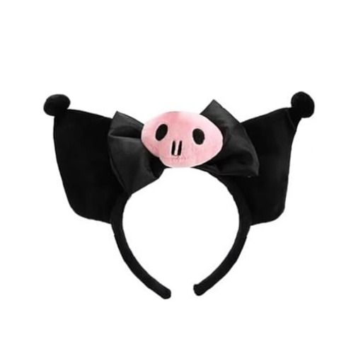 SHAMZBEST Plush Hairpin Ear Headband Hairband Girls Kawaii Costume Cosplay Christmas Halloween Holiday Decoration Birthday Party Gift, (Black)（1PCS - Black