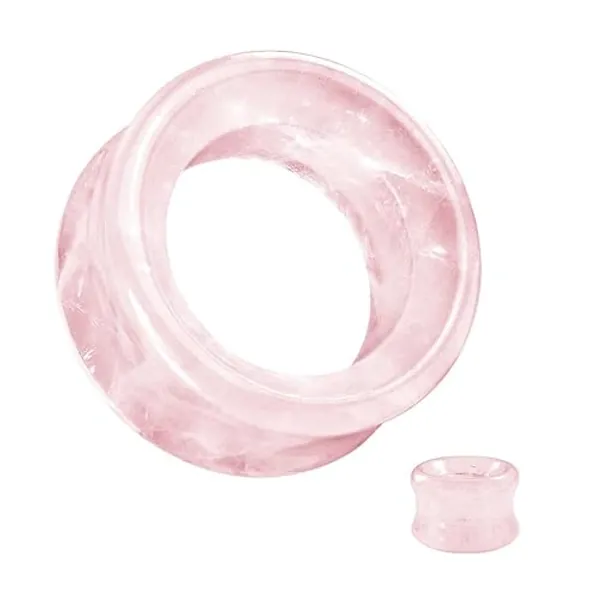 soscene Hollow Tunnels Rose Quartzite Organic Stone Ear Plugs Gauges Sold in Pairs - 10MM-00 GAUGE