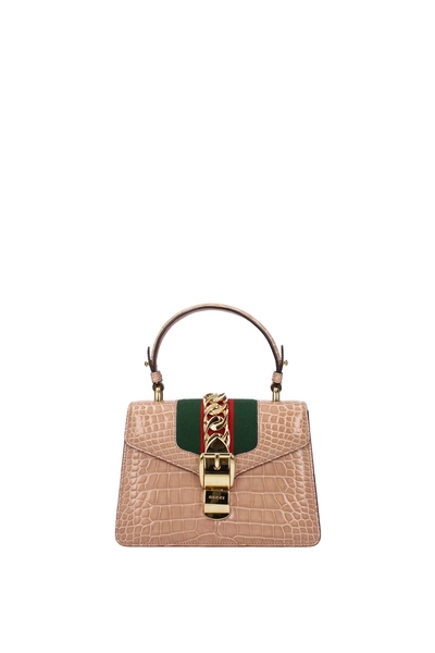 Handbags Leather Crocodile Pink