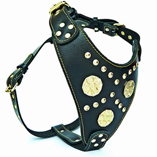 Bestia Maximus Echtleder Hundegeschirr. 100% Leder Weich gepolsterte Brustplatte Handgefertigt in Europa! - L/XL- für einen Brustumfang von 60 cm bis 115 cm