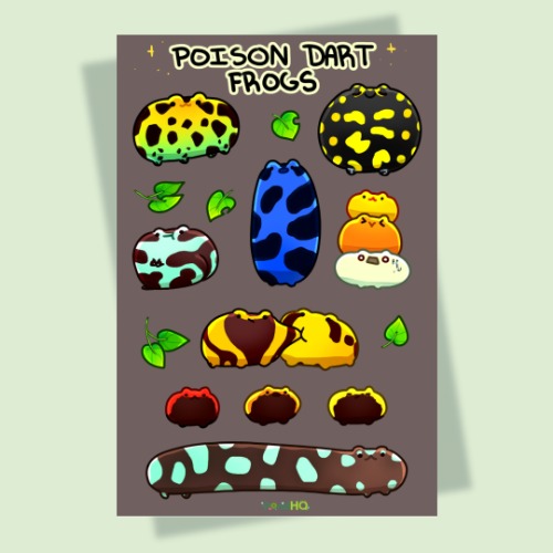 Colorful frogs sticker sheet