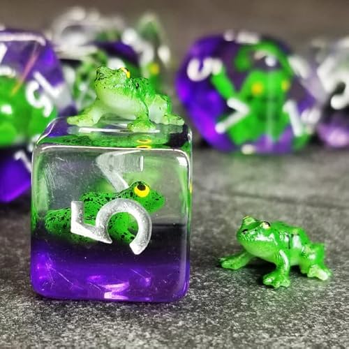 Sage's Portal Animal Familiars Resin DND Dice Set Polyhedral Dice Set for Dungeons and Dragons RPG Pathfinder Tabletop TTRPG (Green Frog) - Green Frog