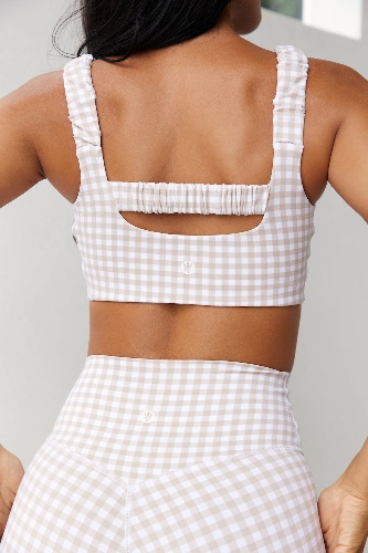 Astoria LUXE BALANCE Ruched Sports Crop - Beige Gingham | Beige Gingham / S