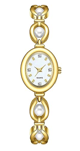 ADSBIAOYE Elegant Pearl Women's Dress Watch Fashion Oval dial Watch Gift Women's Watch Waterproof Watch - Gold