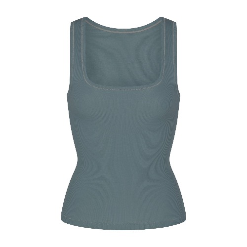 COTTON RIB LONG TANK | KYANITE