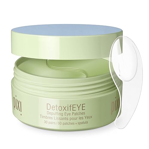 Pixi DetoxifEYE Depuffing Hydrogel Under-Eye Patches, Cucumber, Gold & Caffeine Eye Patches For Under Eyes, Hydrate Eye Area, 30 pairs, 60 Patches - 60 Count (Pack of 1)