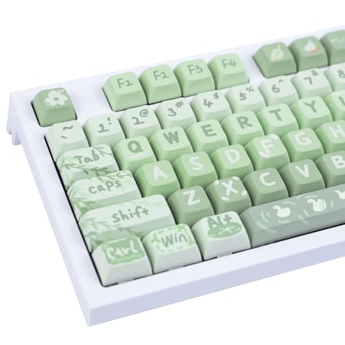 GEKUCAP PBT Anime Keycaps 133 Keys, Matcha Green Keycaps Dye-Sublimation Cute Keycaps XDA Profile Custom Keyboard Keycaps for 60/61/64/68/75/84/87/96/98/104/108 Mechanical Keyboards - Baby green