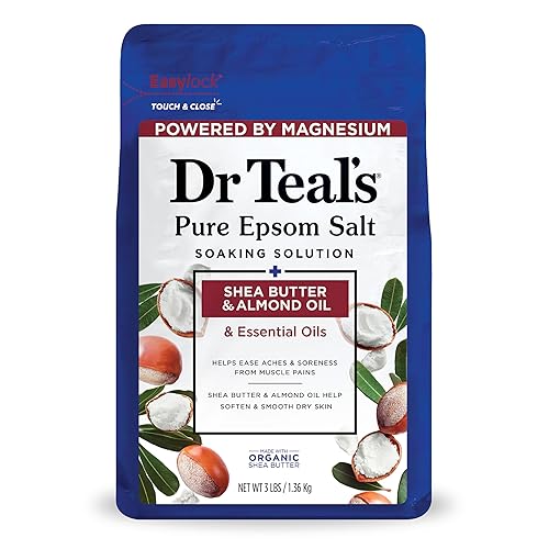Dr Teal's Pure Epsom Salt Soak, Soften & Moisturize with Shea Butter & Almond Oil, 3lbs (Packaging May Vary) - Epsom Salt (1.36 kg)