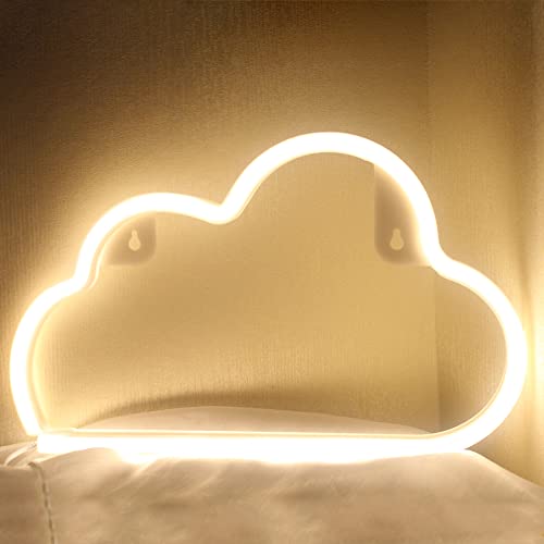 Cloud Neon Signs LED Cloud Light for Wall Decor USB or Battery Signs for Bedroom Birthday Party Christmas Living Room Kids Wedding Girls Decoration(Warm White) - warm white cloud