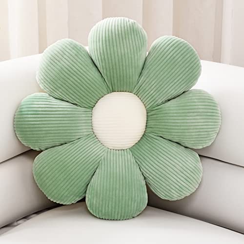 Sioloc Flower Pillow,Flower Shaped Throw Pillow Butt Cushion Flower Floor Pillow,Seating Cushion,Cute Room Decor & Plush Pillow for Bedroom Sofa Chair(Beige,23.6'') - 15.7Inch - Green