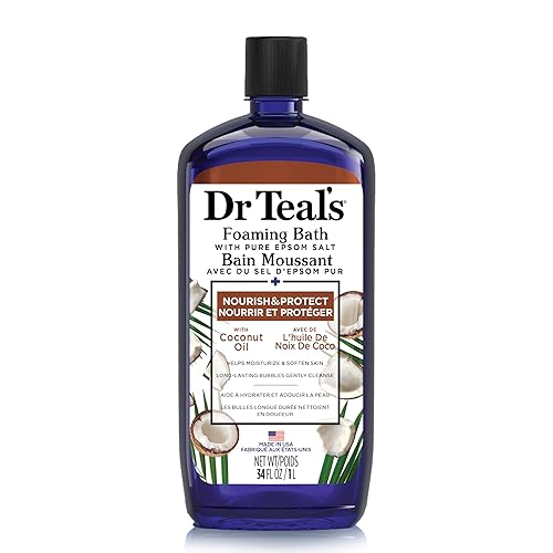 Dr Teal's Foaming Bath with Pure Epsom Salt, Nourish & Protect with Coconut Oil, 34 fl oz (Packaging May Vary) - Bubble Bath (1000 ml) - Coconut oil epsom salt