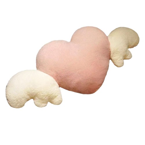 Plush Pillow Angel Wings Heart Stuffed Cushion Plush Pillow PP Cotton Stuffed for Indoor Floor Chair Sofa Gift for Kids Adult Birthday, Christmas and Party(11.8* 27.5inch)