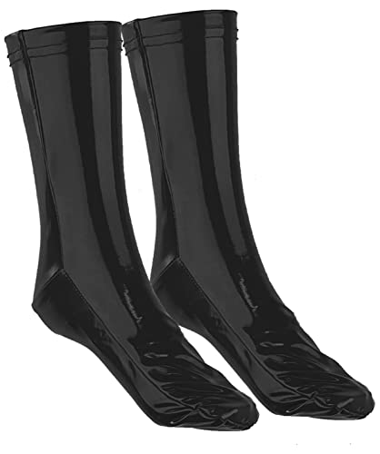 Aivtalk PU Leather Metallic Patent Costume Jumpsuit Catsuit & Gloves & Socks for Women - 3X-Large D Black