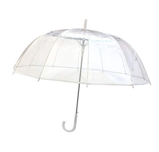 SMATI Clear Umbrella - Extra Large Big Automatic Dome See Through Transparent for 2 persons - resistant to wind - White