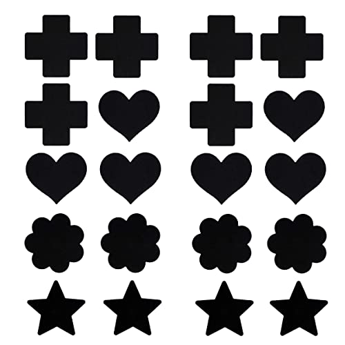 JWJP&CCYIQI Nipple Pasties Nippleless Covers Disposable Self Adhensive Nipple Covers Black Mixed Pasties - 10Pair Black