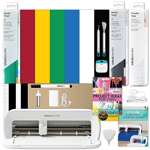 Cricut Joy Portable Cutting Machine Bundle with Smart Vinyl, Tape and Tool Set - For Home Decor and Crafts - Xtra Smart Vinyl Sampler Packs
