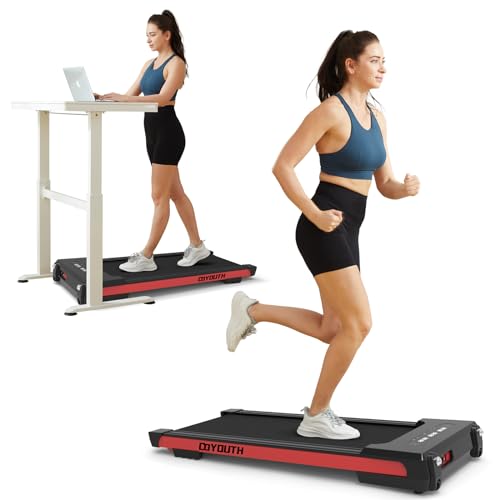 GOYOUTH 2 in 1 Under Desk Electric Treadmill Motorized Exercise Machine with Wireless Speaker, Remote Control and LED Display, Walking Jogging Machine for Home/Office Use
