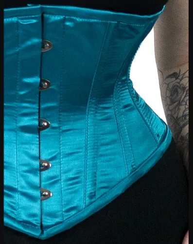 Satin Hourglass Curve Waspie Underbust Corset : CS-201 | Teal Blue / 38