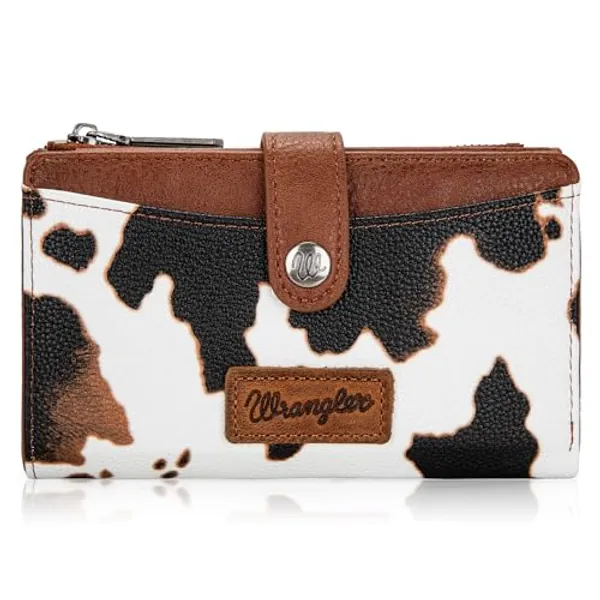 Wrangler Wallets for Women Slim Bifold Credit Card Holder, B-Brown, Chic