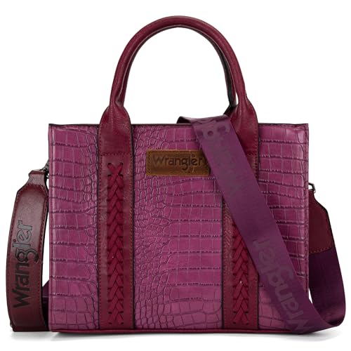 Wrangler Tote Bags for Women Top-handle Handbags and Purses for Women - B Crocodile Pattern Purple