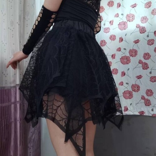 'No Escape' Black Grunge Frilly Skirt