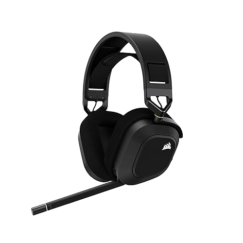 CORSAIR HS80 RGB WIRELESS Multiplattform-Gaming-Headset - Dolby Atmos - Omnidirektionales Mikrofon - iCUE-Kompatibel - PC, Mac, PS5, PS4 - Carbon, Farbe Schwarz - Drahtlos - Schwarz