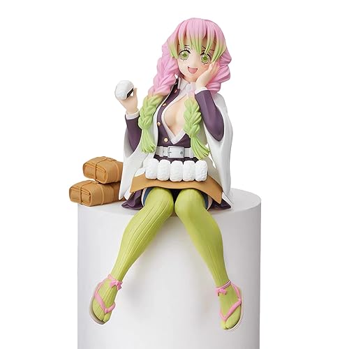 FOUONTOS Mitsuri Kanroji Action Figure Ghost Slayer Figure Eat Rice Balls Series Action Figure Toys Collection Anime Sitting Pose Character Action Figure Onigiri Love Pillar - Love Pillar