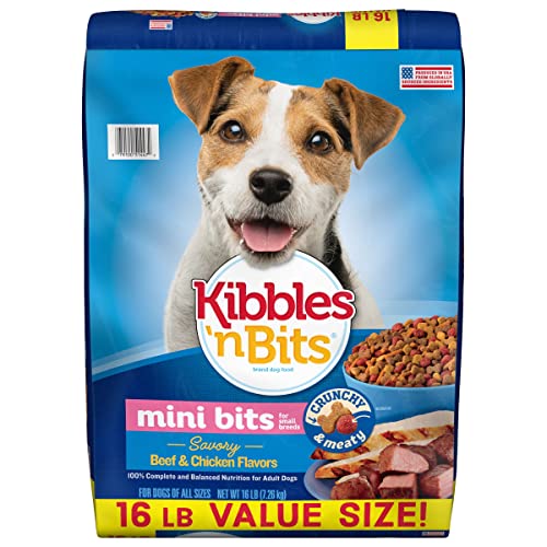Kibbles 'N Bits Small Breed Mini Bits Savory Beef & Chicken Flavors Dog Food, 16-Pound(Pack of 1) - Savory Beef & Chicken - 16 Pound (Pack of 1)