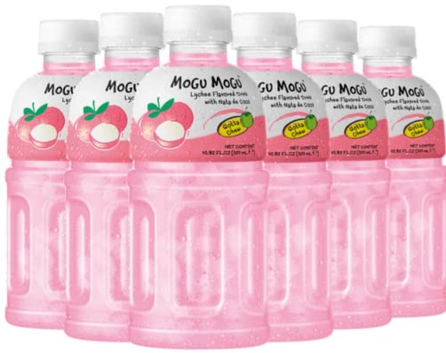 Mogu Mogu fruit juice lychee juice (6 Packs) Delicious fruit juice for kids. Kids juice with nata de coco, coconut jelly. Juices bottles made for adults and kids ready to drink juices - Lychee - 1.8 Fl Oz (Pack of 6)