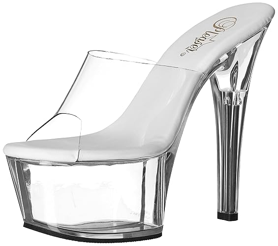 Pleaser Women's Aspire-601 Platform Slide - 7 - Clear/Clear