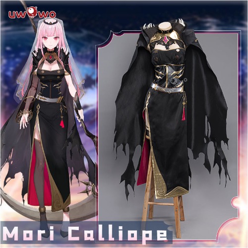 【In Stock】Uwowo Hololive English Vtubers: Mori Calliope Grim Reaper Dress Halloween Cosplay Costume - S