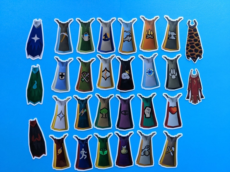 Old School Runescape Stickers, 99 Skill Capes, Max Cape, Infernal Cape, Laptop Stickers, OSRS Stickers