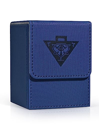 ZLCA Card Deck Box Fits MTG Yu-Gi-Oh! TCG, Card Storage Box with Dividers Holds 100+ Sleeved Cards, Premium Card Deck Case Compatible with CCG Trading Cards (Navy,Puzzle) - Navy-1