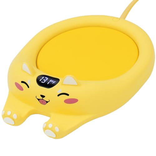 PUSEE Mug Warmer,Coffee Warmer for Desk Candle Warmer Auto Shut Off,Coffee Cup Warmer with 3 Temp Settings,Electric Beverage Warmer Plate for Coffee,Tea,Water Milk and Cocoa(Not Include Cup) - Ador Yellow