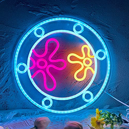 Ocean World Porthole Neon Lights, LED Under Sea Porthole Neon Signs for Wall Decor, Neon Light Sign Neon Room Decor, USB Night Light for Game Room Bedroom Birthday Wedding Party Gifts(13.3*13.3in) - Ocean World Porthole