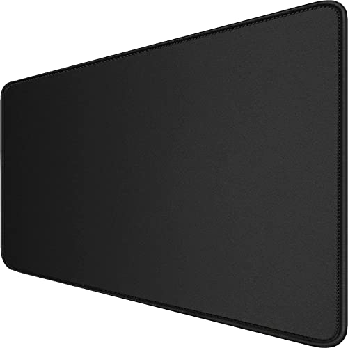 Large Extended Gaming Mouse Pad with Stitched Edges, (31.5X15.7In) Durable Non-Slip Natural Rubber Base, Waterproof Computer Keyboard Pad Mat for Esports Pros/Gamer/Desktop/Office/Home-Black - Black - 31.5 x 15.6 inches