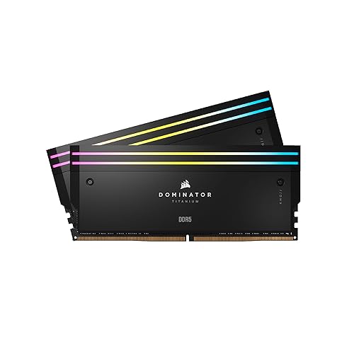 CORSAIR DOMINATOR TITANIUM RGB DDR5 RAM 64GB (2x32GB) DDR5 6400MHz CL32 Intel XMP iCUE Compatible Computer Memory - Black (CMP64GX5M2B6400C32) - 64GB (2x32GB) - Black