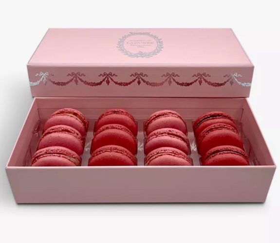 LADUREE Pink Intemporel raspberry and rose macarons box of 12 192g