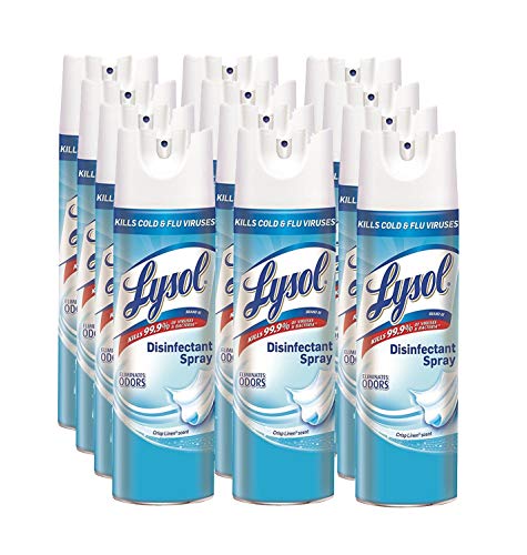 Lysol Disinfectant Spray, Crisp Linen, 228oz (12X19oz) - Blue - 1.19 Pound (Pack of 12)
