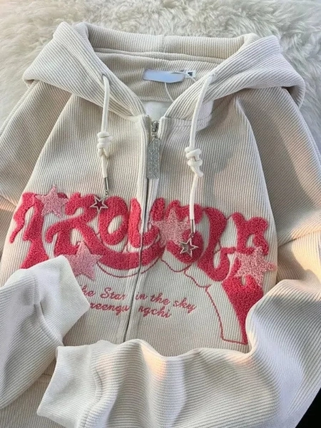 y2k Harajuku embroidered hoodie