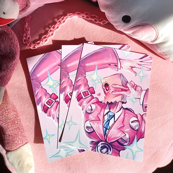 Pink Sparkle Faust / Dr. Baldhead from Guilty Gear Matte Cardstock Wall Art Print