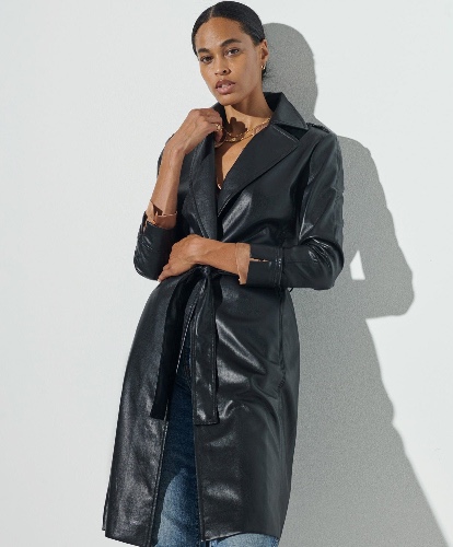 Vegan Leather Trench | Black / S