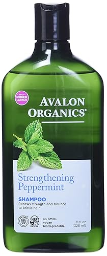 Avalon Organics Shampoo, Strengthening Peppermint, 11 Oz - 11 Fl Oz (Pack of 1)
