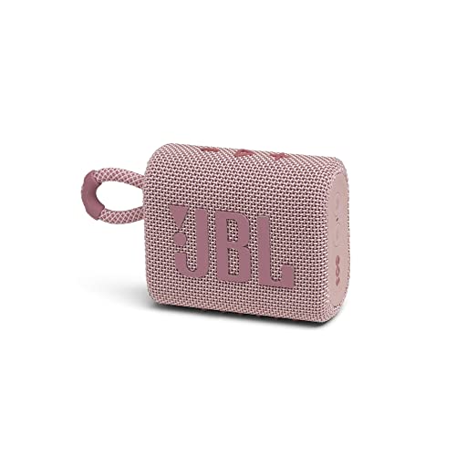 JBL GO 3 - Wireless Bluetooth portable speaker with integrated loop for travel with USB C charging cable, in pink - Pink