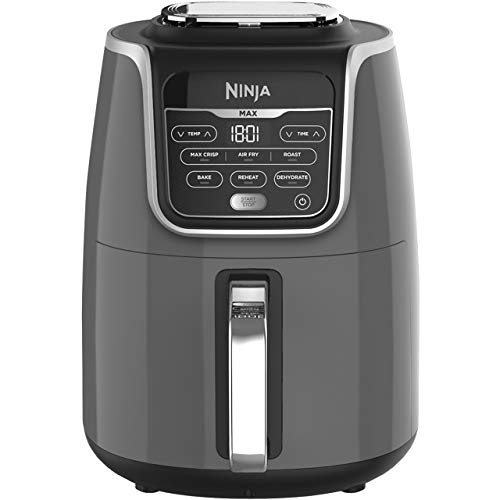 Ninja Air Fryer MAX, 5.2L, 6-in-1, Uses No Oil, Air Fry, Max Crisp, Roast, Bake, Reheat, Dehydrate, Family Size, Digital, Cook From Frozen, Non-Stick, Dishwasher Safe Basket, Grey & Black, AF160UK - Black/Grey - 5.2L - Single Drawer