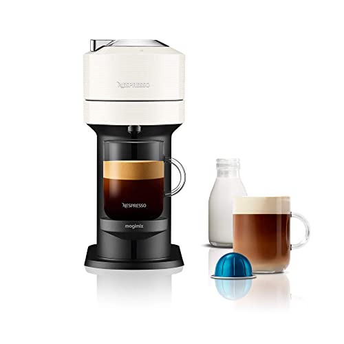 Nespresso Vertuo Next Automatic Pod Coffee Machine for Americano, Espresso and more by Magimix in Contrast White - Vertuo Next - White