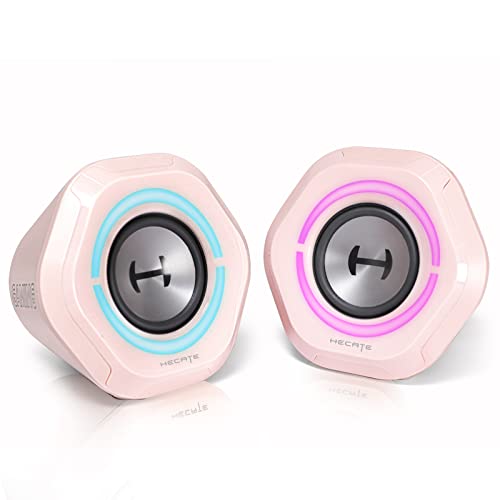 Edifier G1000 Computer Speakers: Real 10w Computer Speakers for Desktop - Loud Gaming Speakers for PC with Controllable RGB - Bluetooth 5.3 PC Speakers USB/3.5mm AUX Inputs for Room and Garage (Pink) - Pink