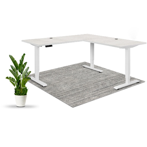 Executive Standing Corner Desk - L Shaped - Large 71" × 71" / White / Oak White