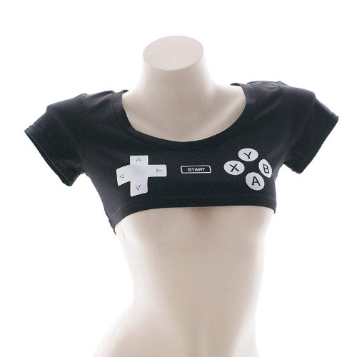 Donne giapponesi carino Mini T-shirt espressione stampata Crop Top Extra corto Sexy T-galattosidasi Kawaii Lingerie cotone