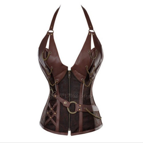 Costume da pirata vichingo medievale adulto donna corsetto cavaliere gotico Halloween Cosplay Steampunk Leathter Halter Vest Metal Cuirass